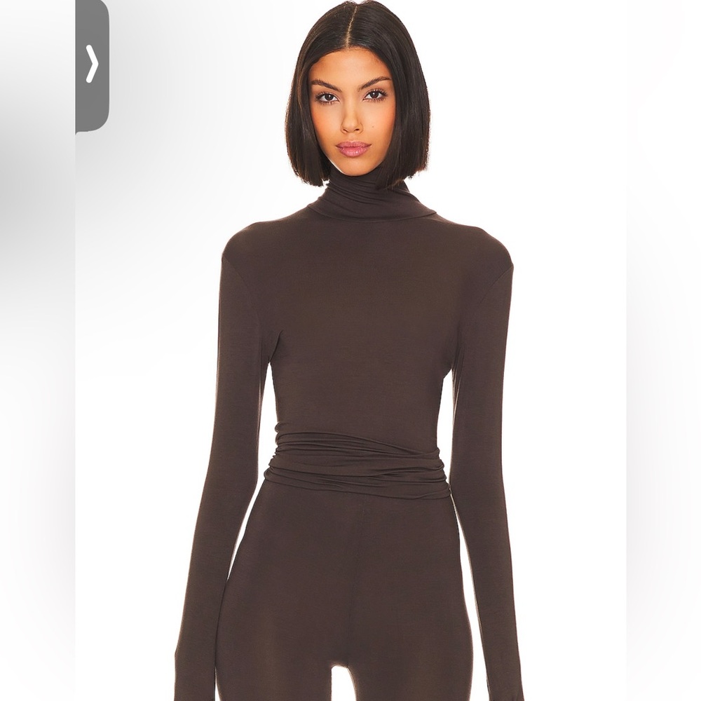 Norma Kamali Turtleneck and Legging Set Chocolate Brown